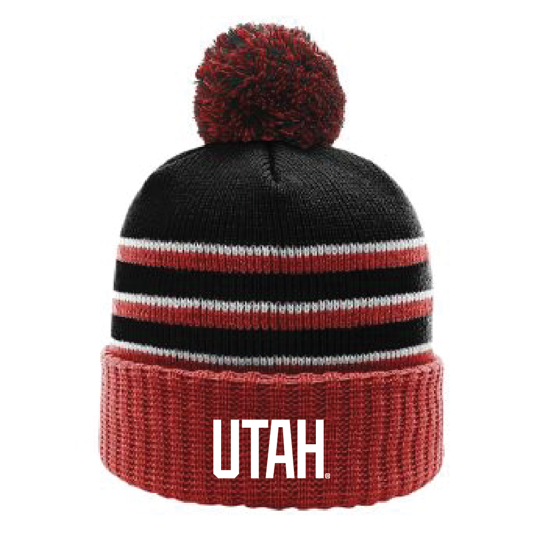 Stripe Pom Beanie With Cuff