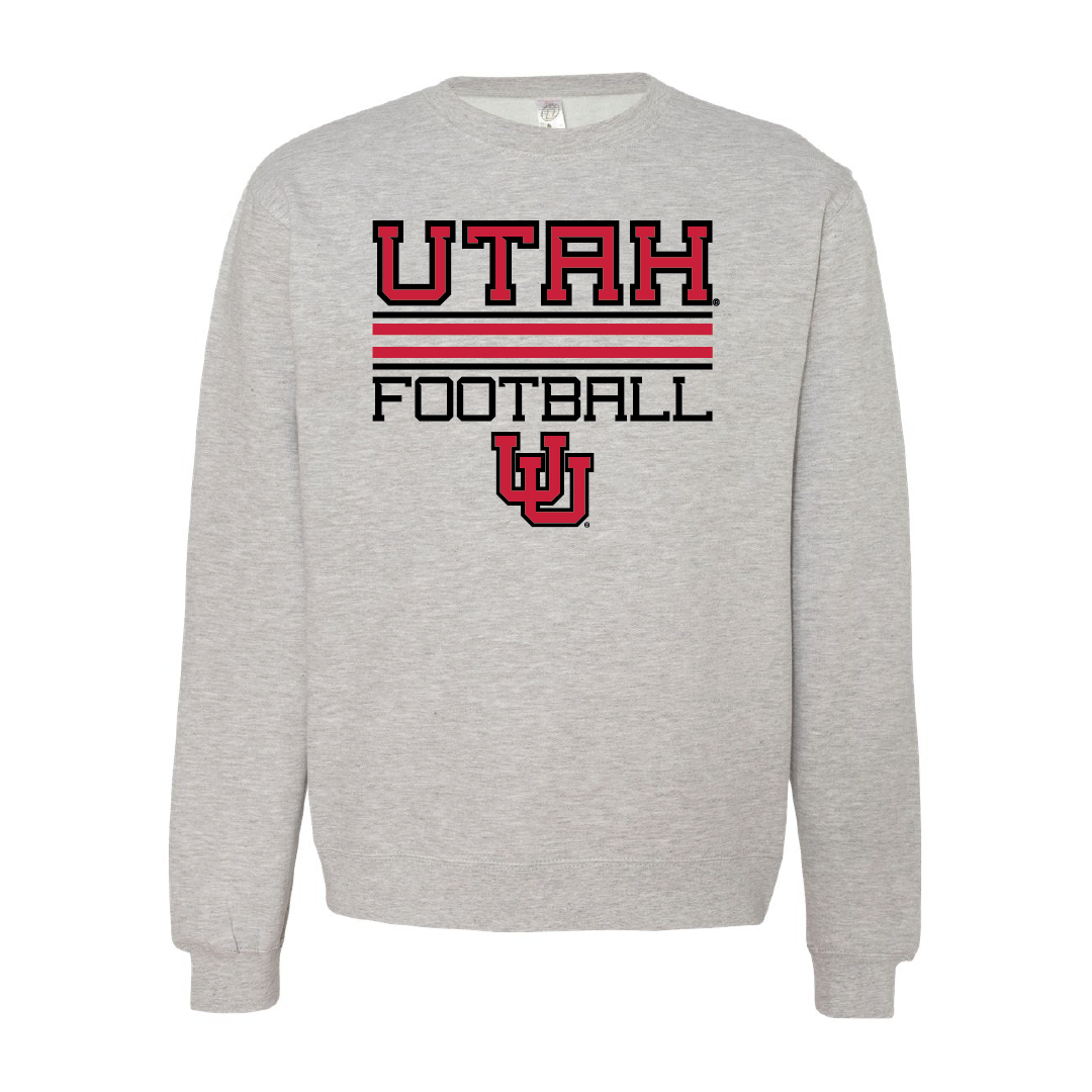 Utah Football - Interlocking UU Embroidered Crew Neck Sweatshirt