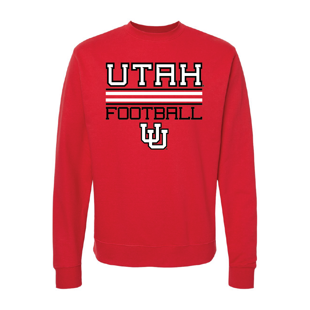 Utah Football - Interlocking UU Embroidered Crew Neck Sweatshirt