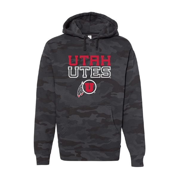 Utah Utes - W/Circle and Feather  Embroidered Hoodie