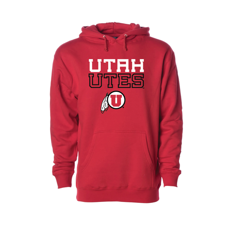 Utah Utes - W/Circle and Feather  Embroidered Hoodie