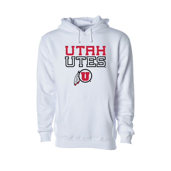 Utah Utes - W/Circle and Feather  Embroidered Hoodie