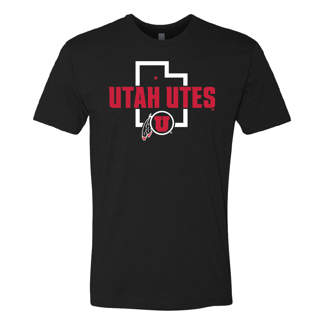 Utah Utes - State Outline - Circle and Feather Mens T-Shirt