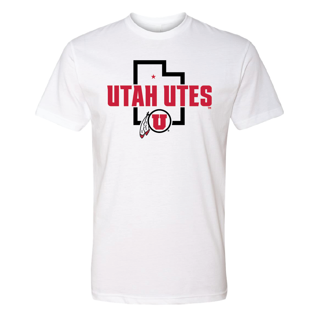 Utah Utes - State Outline - Circle and Feather Youth T-shirt