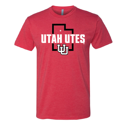 Utah Utes - State Outline - Interlocking UU Youth T-shirt