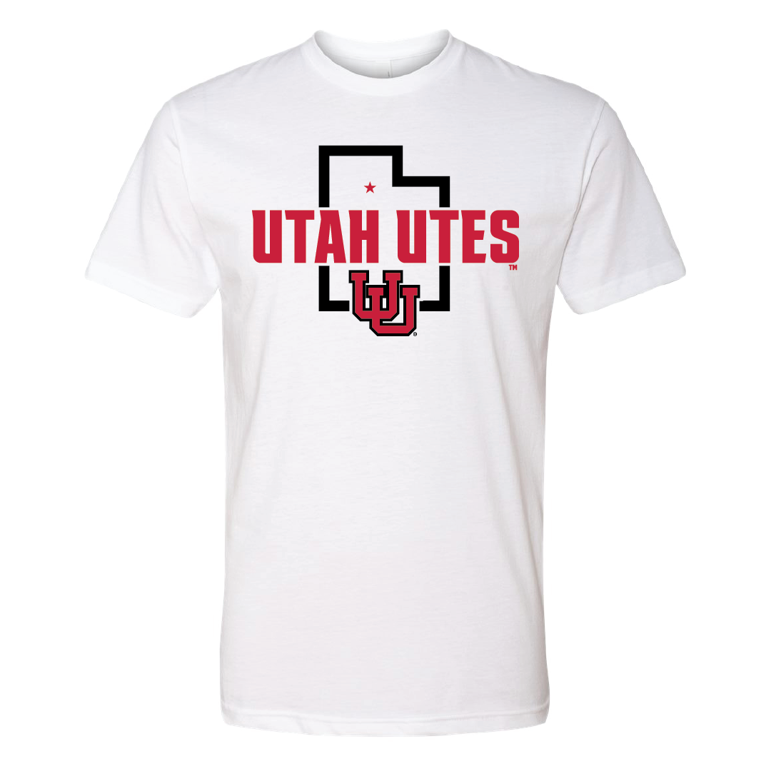 Utah Utes - State Outline - Interlocking UU Youth T-shirt