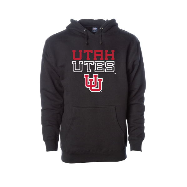 Utah Utes - Utah Stripe- Interlocking UU  Embroidered Hoodie