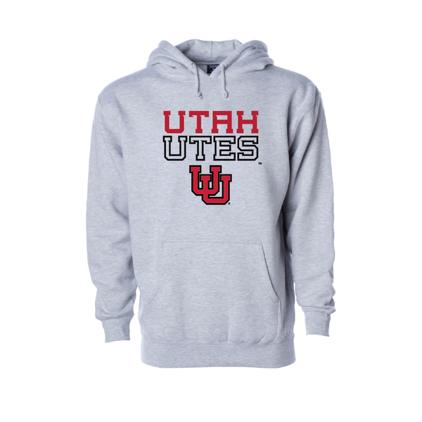 Utah Utes - Utah Stripe- Interlocking UU  Embroidered Hoodie