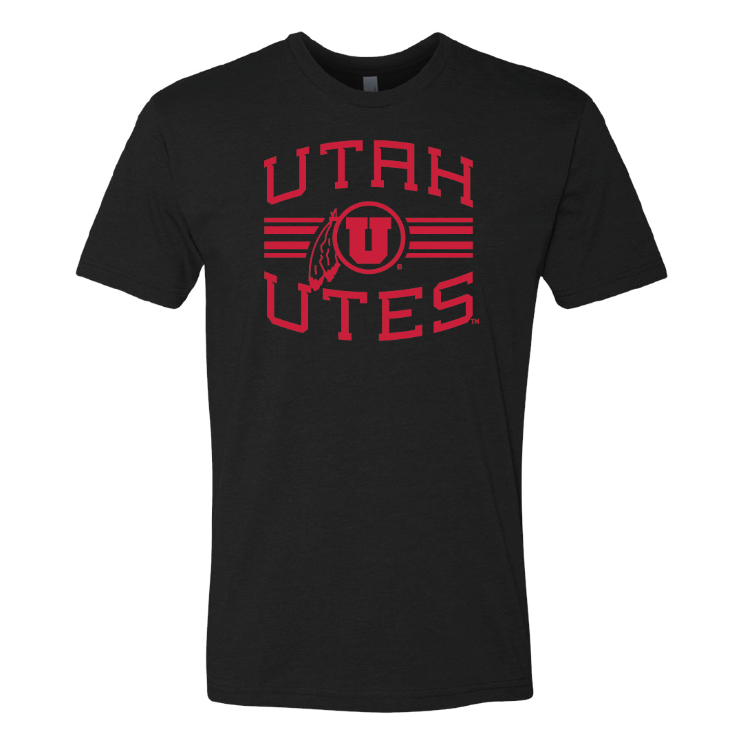 Utah Utes -Utah Stripe-Circle and Feather Mens T-Shirt