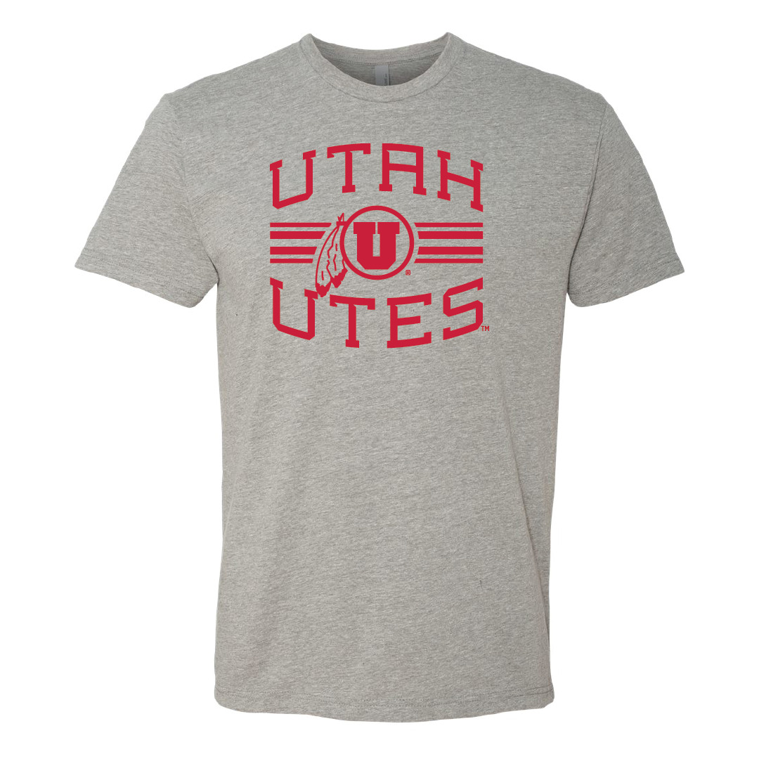 Utah Utes -Utah Stripe-Circle and Feather Mens T-Shirt