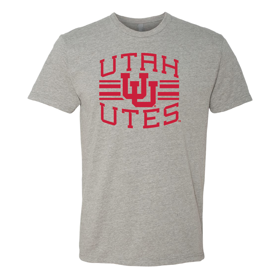 Utah Utes - Utah Stripe - Interlocking UU Mens T-Shirt