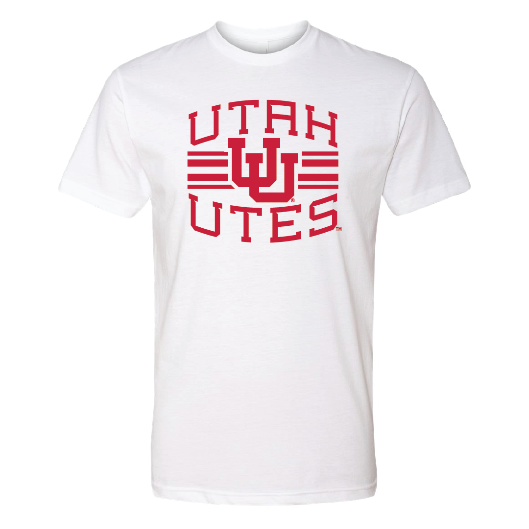 Utah Utes - Utah Stripe - Interlocking UU Mens T-Shirt