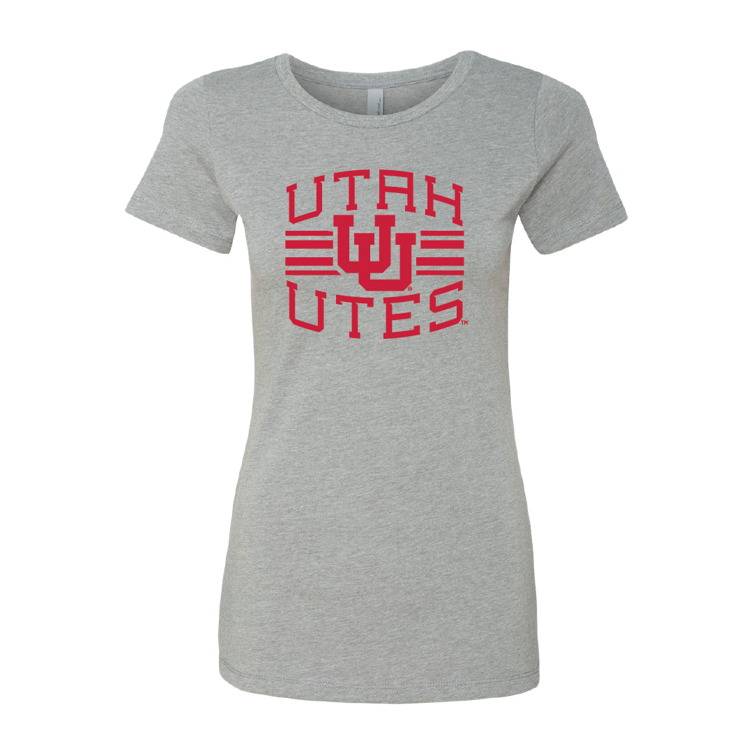Utah Utes - Utah Stripe - Interlocking UU Womens T-Shirt