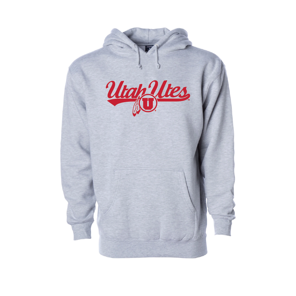 Utah Utes - Script-Circle and Feather  Embroidered Hoodie