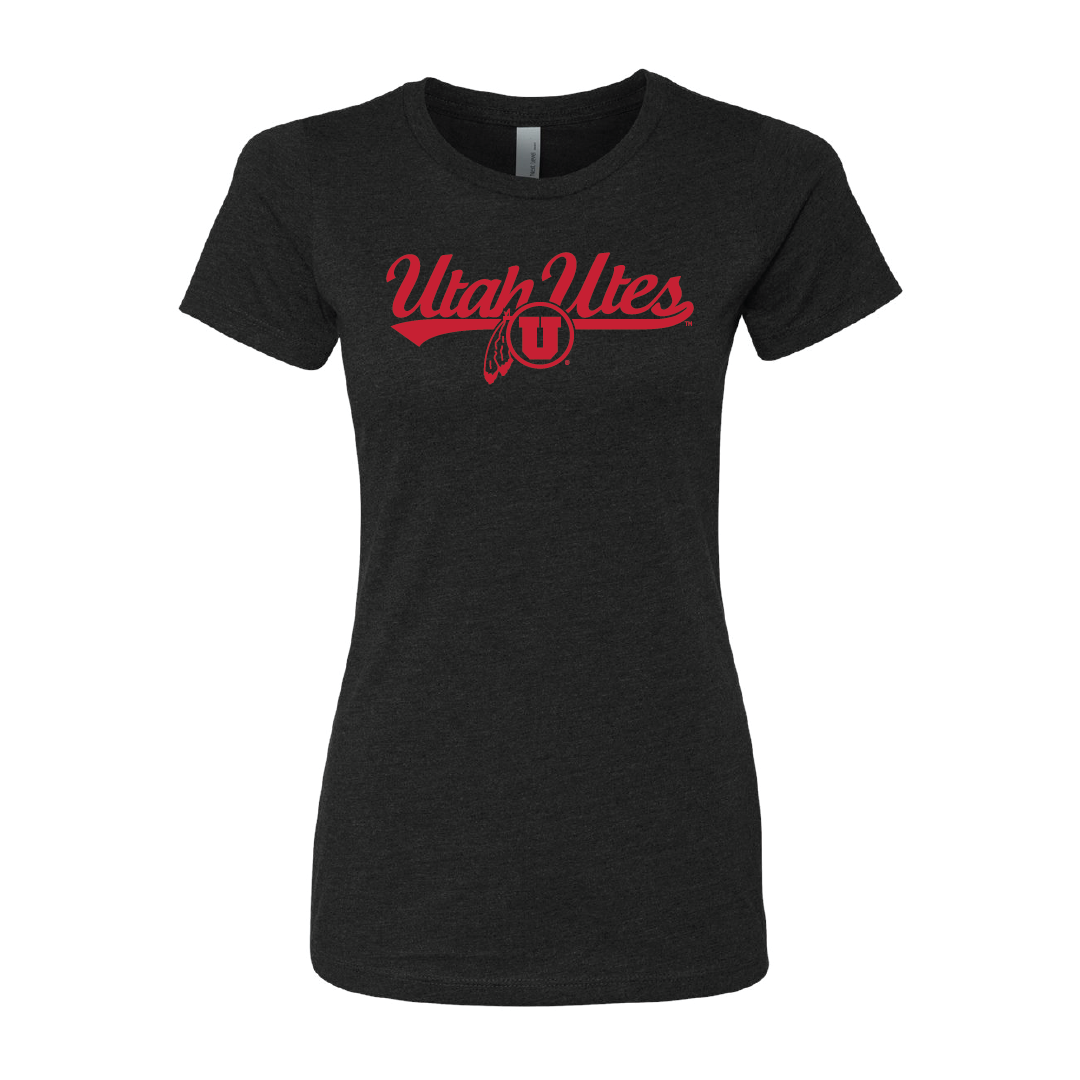 Utah Utes - Script-Circle and Feather Womens T-Shirt