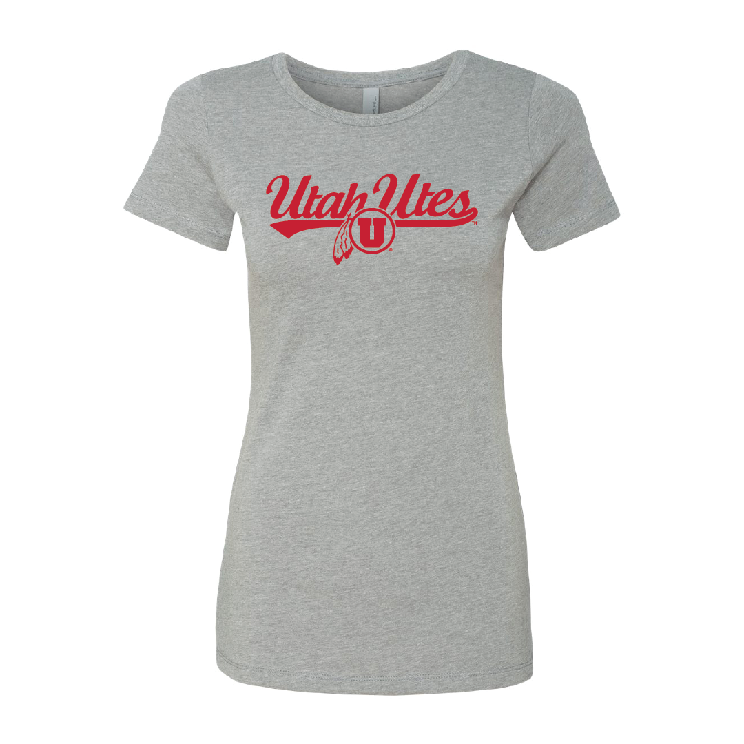 Utah Utes - Script-Circle and Feather Womens T-Shirt