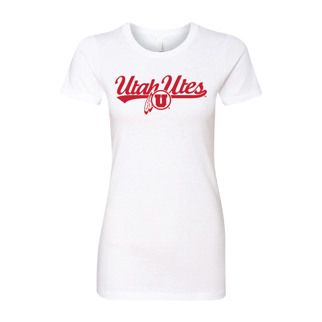 Utah Utes - Script-Circle and Feather Womens T-Shirt