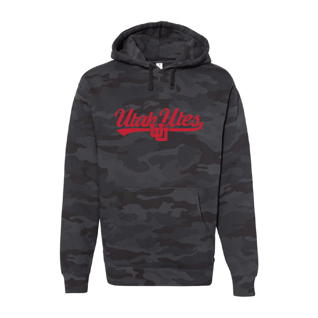 Utah Utes - Script- Interlocking UU  Embroidered Hoodie
