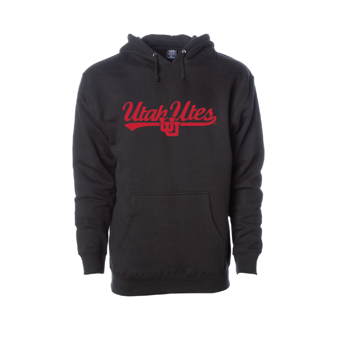 Utah Utes - Script- Interlocking UU  Embroidered Hoodie