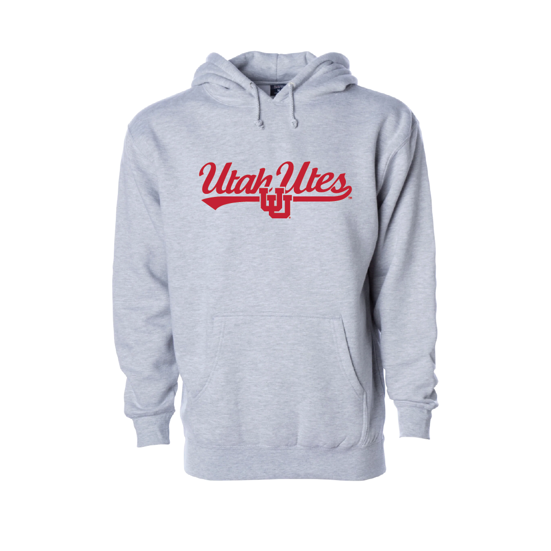Utah Utes - Script- Interlocking UU  Embroidered Hoodie