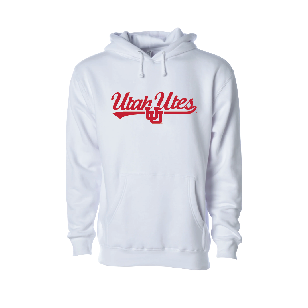 Utah Utes - Script- Interlocking UU  Embroidered Hoodie