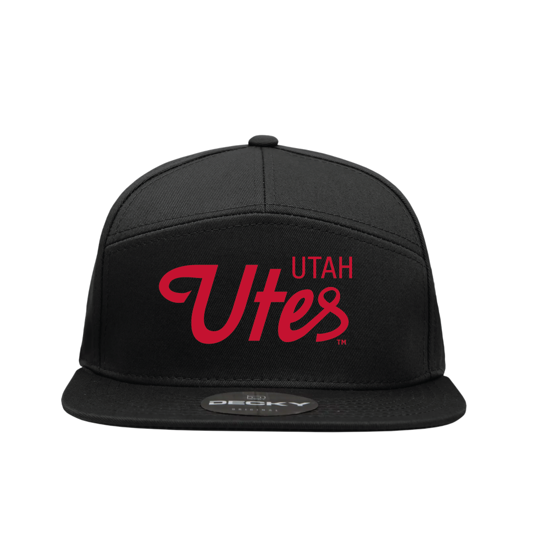 Black 7 Panel  Snapback Hat