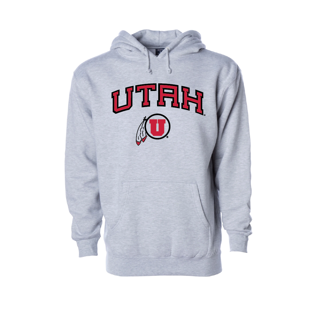 Utah Wordmark-Circle and Feather  Embroidered Hoodie