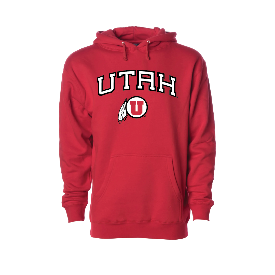 Utah Wordmark-Circle and Feather  Embroidered Hoodie