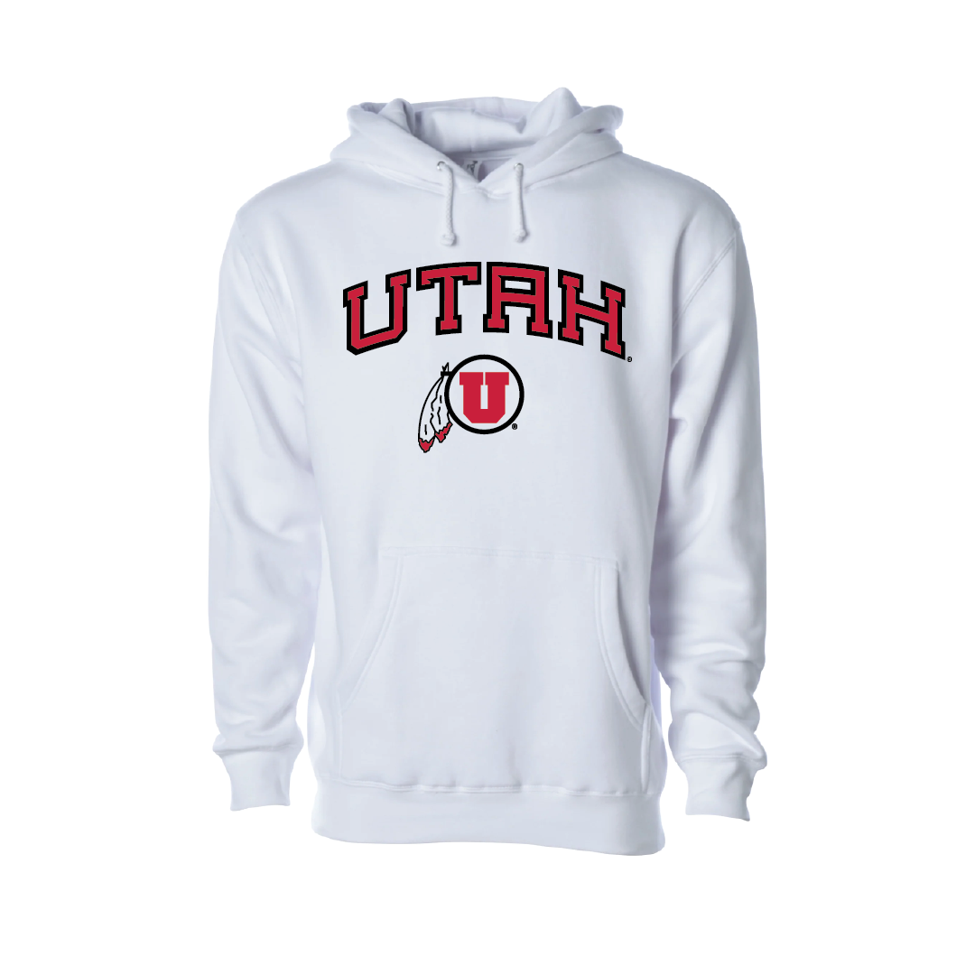 Utah Wordmark-Circle and Feather  Embroidered Hoodie