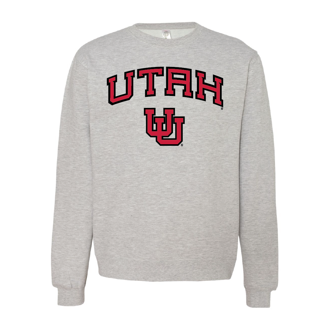 Utah Wordmark- Interlocking UUEmbroidered Crew Neck Sweatshirt