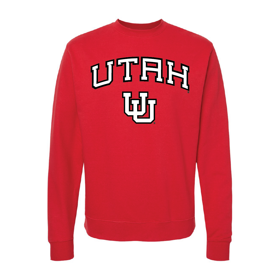 Utah Wordmark- Interlocking UUEmbroidered Crew Neck Sweatshirt