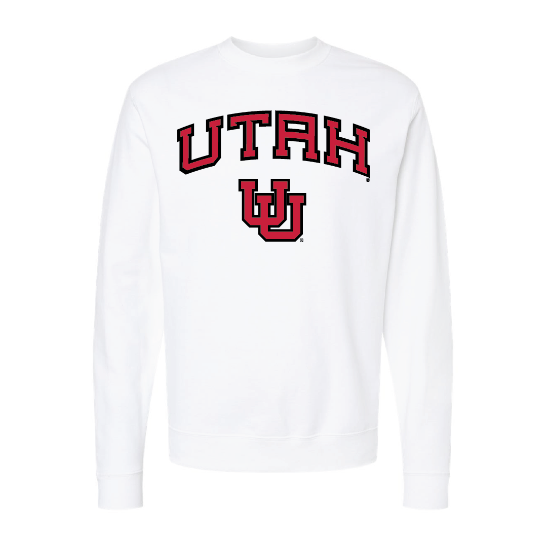 Utah Wordmark- Interlocking UUEmbroidered Crew Neck Sweatshirt