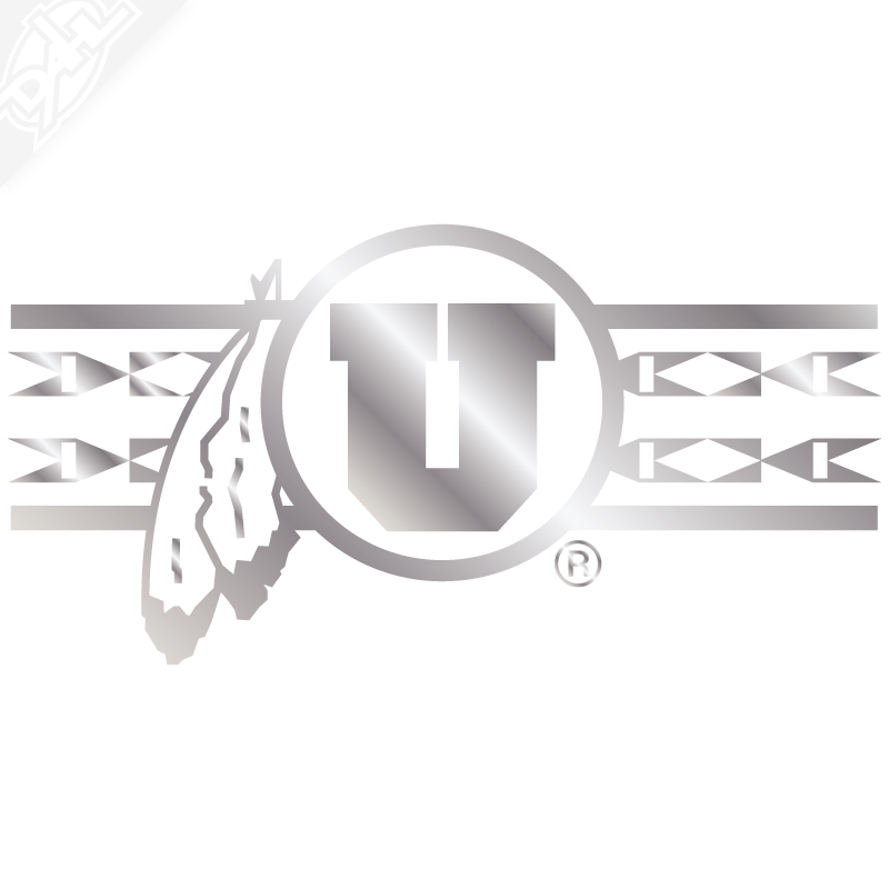 Ute Proud Circle and Feather With Utah Stripe Single Color Vinyl Decal