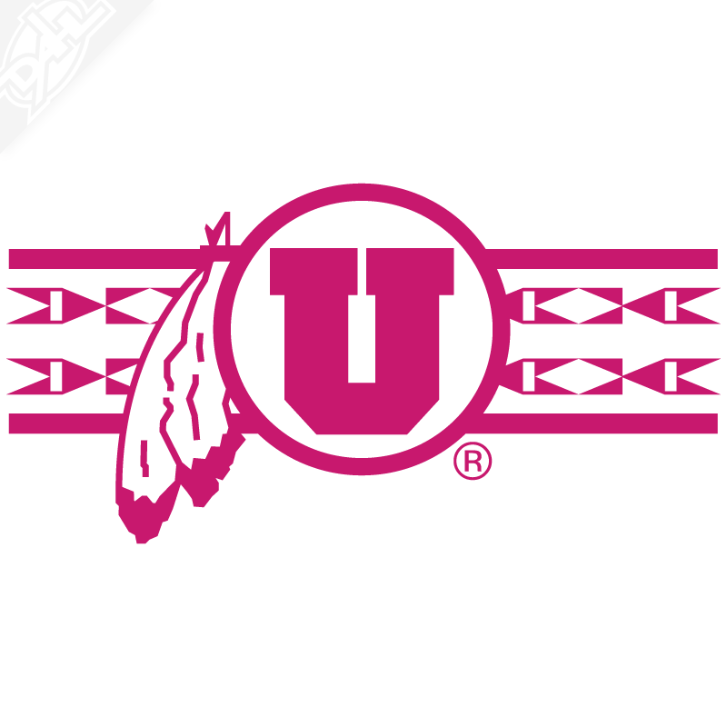Ute Proud Circle and Feather With Utah Stripe Single Color Vinyl Decal