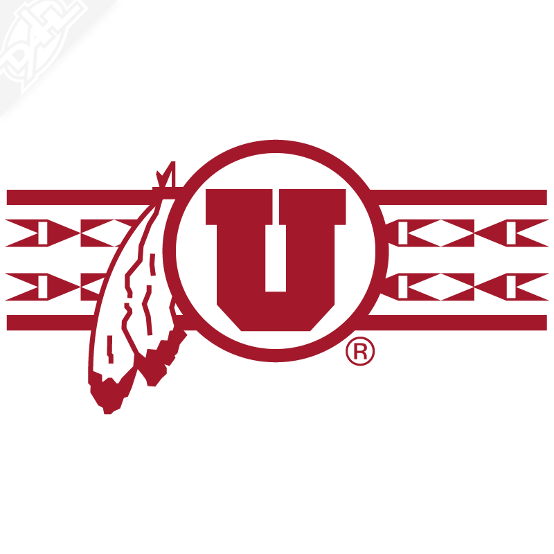 Ute Proud Circle and Feather With Utah Stripe Single Color Vinyl Decal