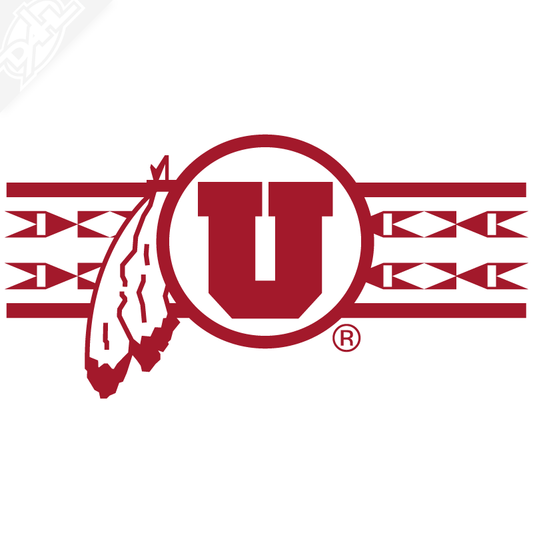 Ute Proud Circle and Feather With Utah Stripe Single Color Vinyl Decal