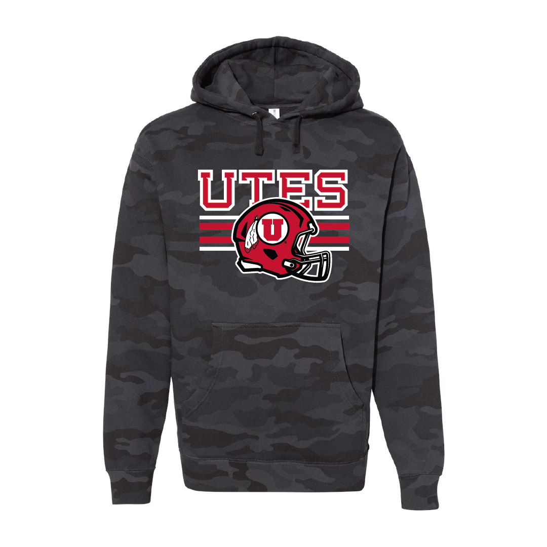 Utes  W/New Circle and Feather Helmet  Embroidered Hoodie