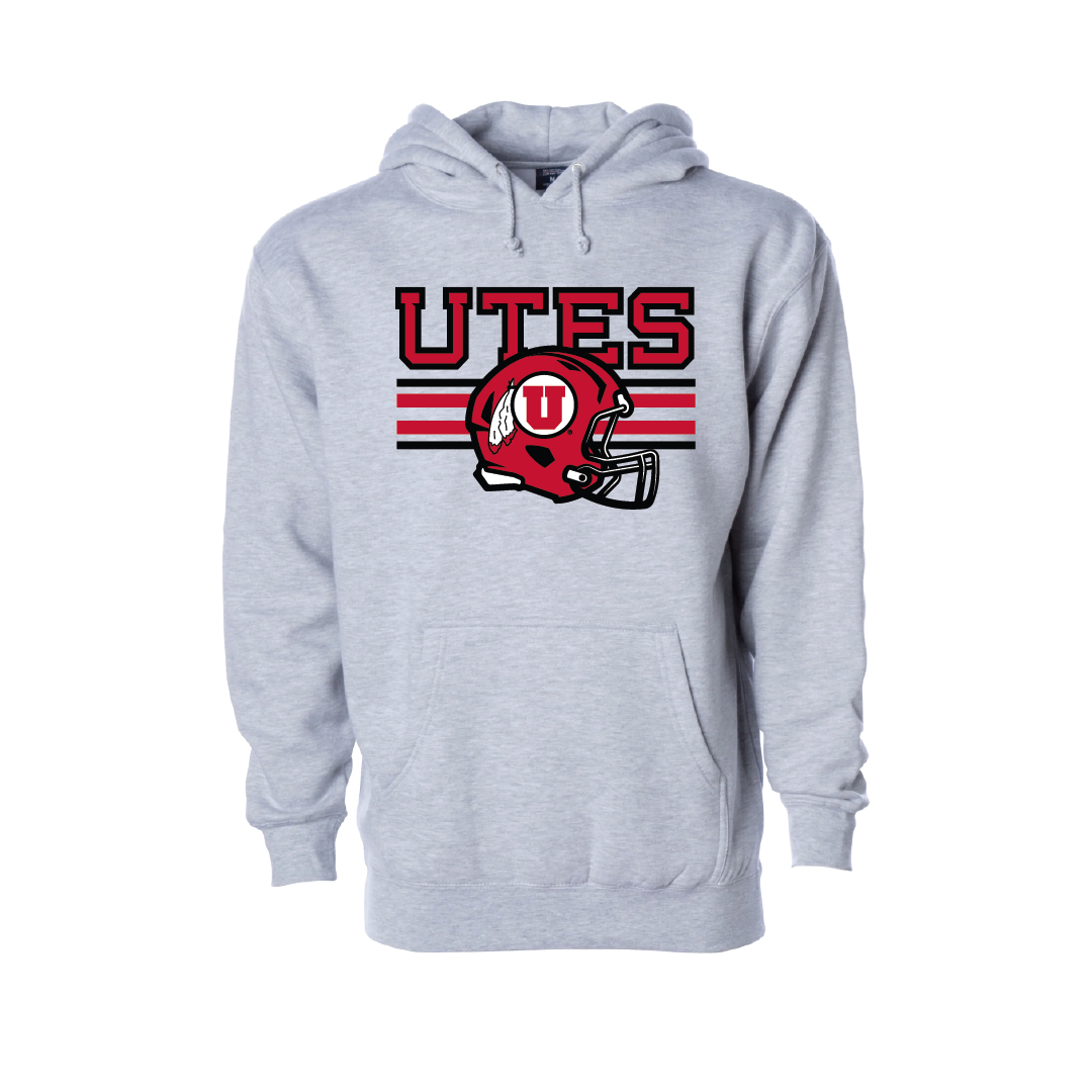 Utes  W/New Circle and Feather Helmet  Embroidered Hoodie