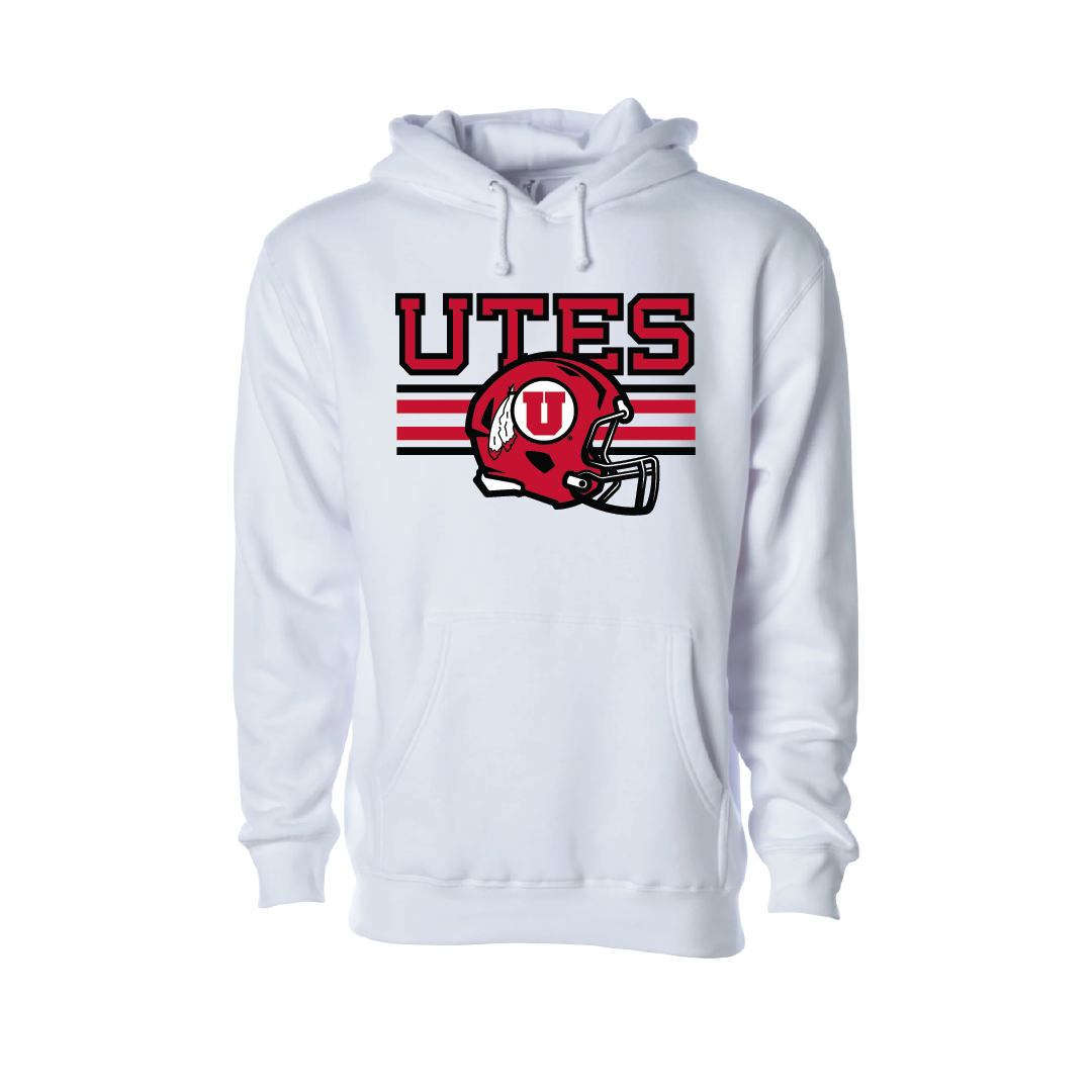 Utes  W/New Circle and Feather Helmet  Embroidered Hoodie