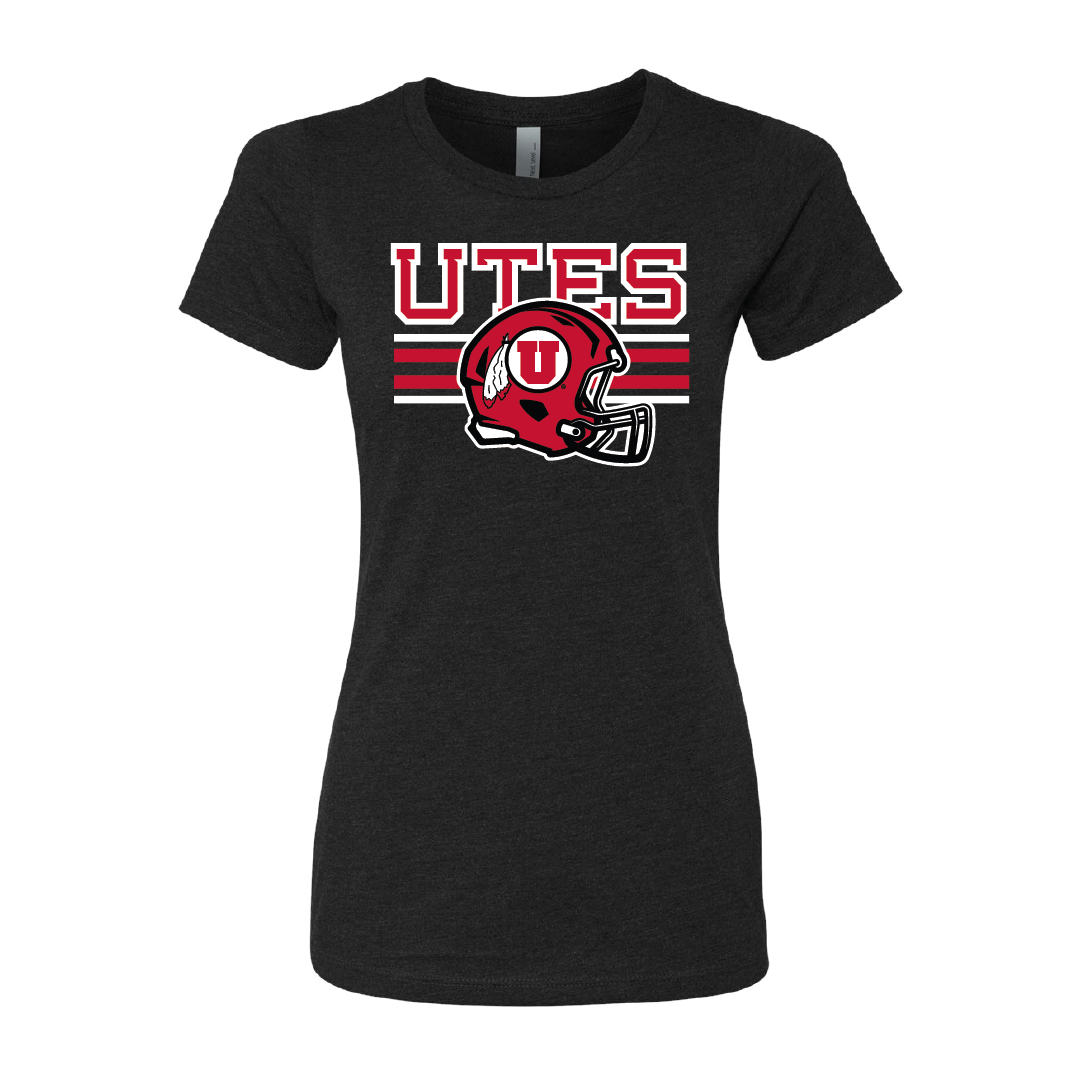 Utes W/New Circle and Feather Helmet Womens T-Shirt
