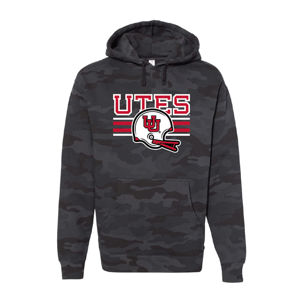 Utes W/Throwback Interlocking UU Helmet  Embroidered Hoodie