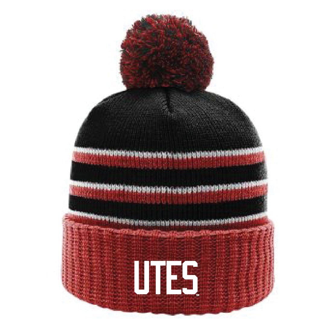 Stripe Pom Beanie With Cuff