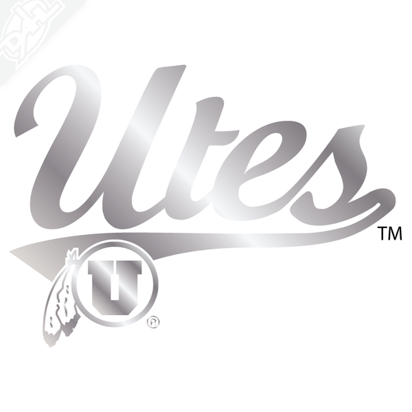 Utes Script - Circle and Feather Vinyl Decal