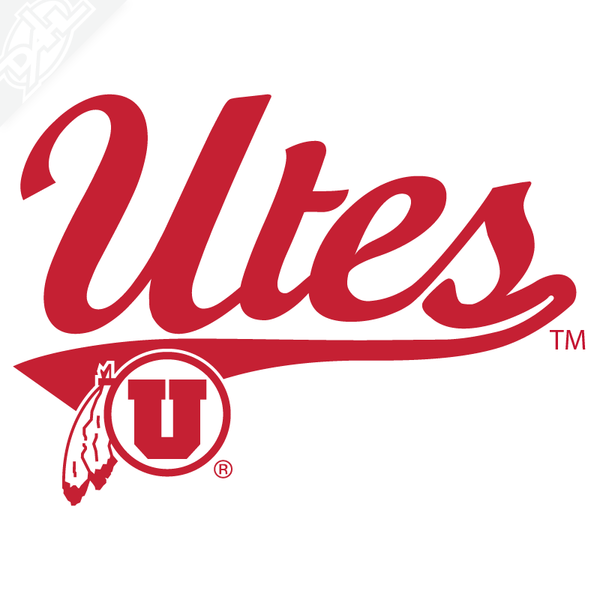 Utes Script - Circle and Feather Vinyl Decal