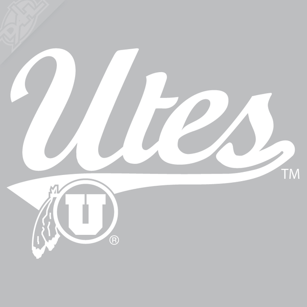 Utes Script - Circle and Feather Vinyl Decal