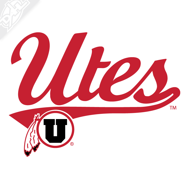 Utes Script - Circle and Feather 2 Color Vinyl Decal