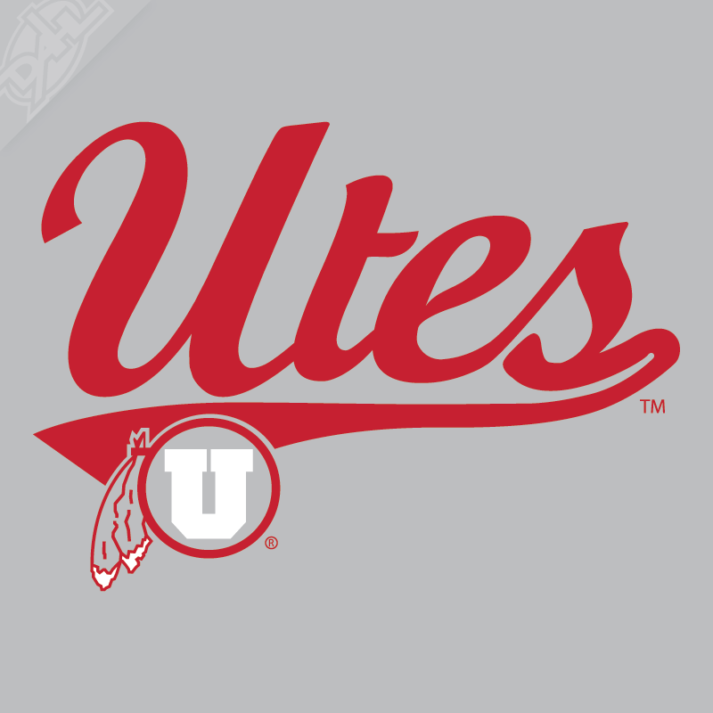 Utes Script - Circle and Feather 2 Color Vinyl Decal