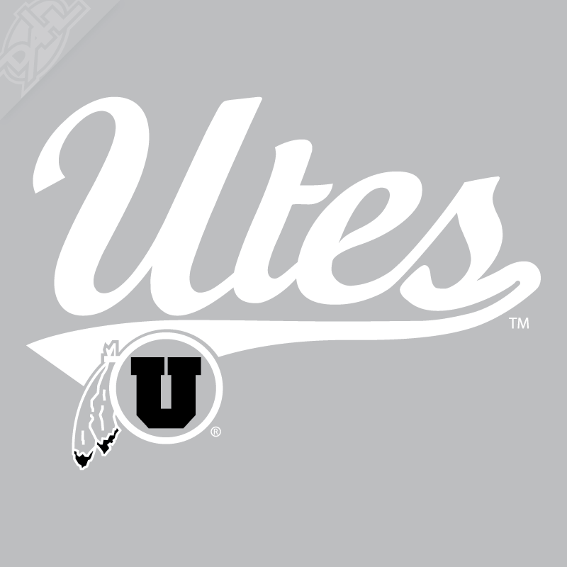 Utes Script - Circle and Feather 2 Color Vinyl Decal