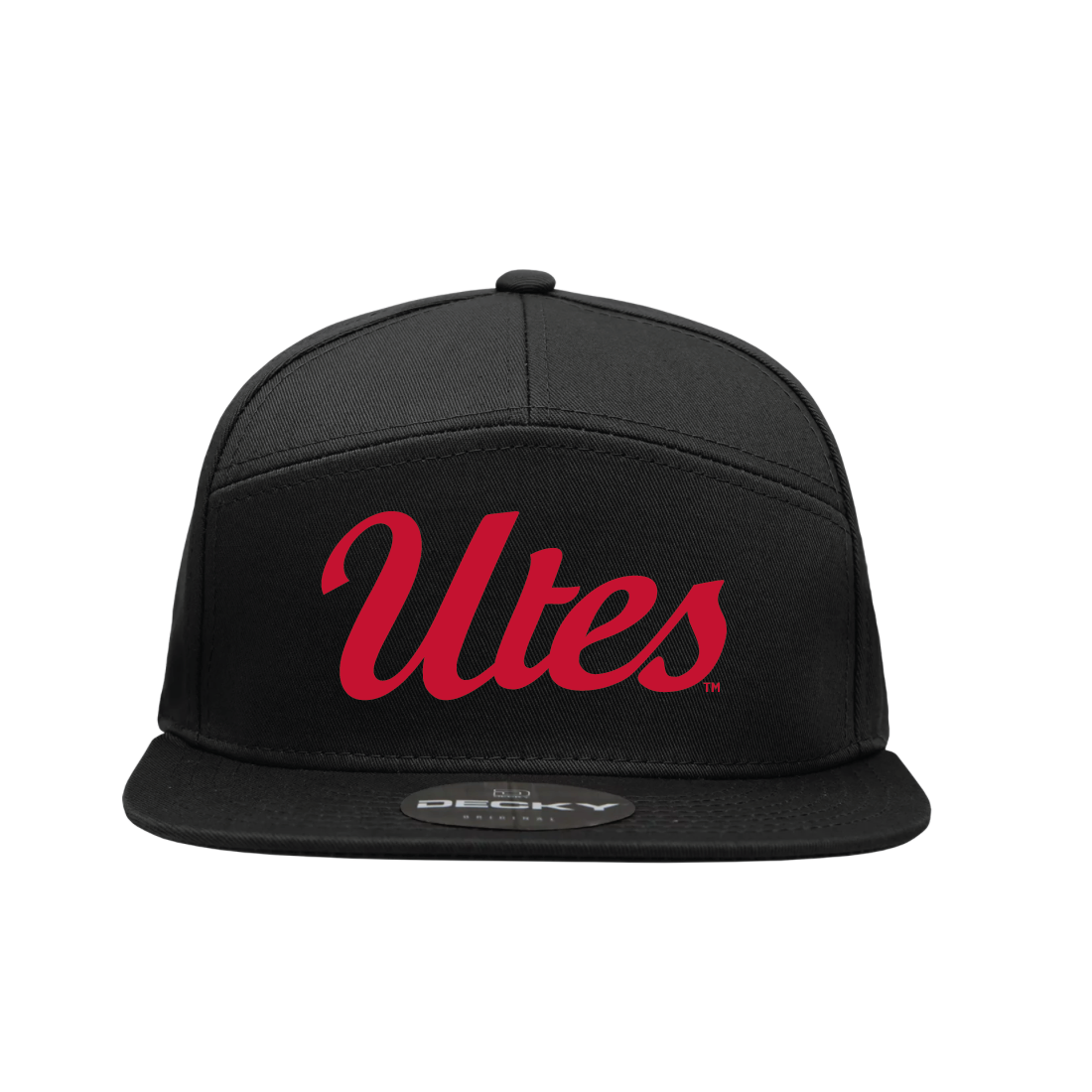 Black 7 Panel  Snapback Hat