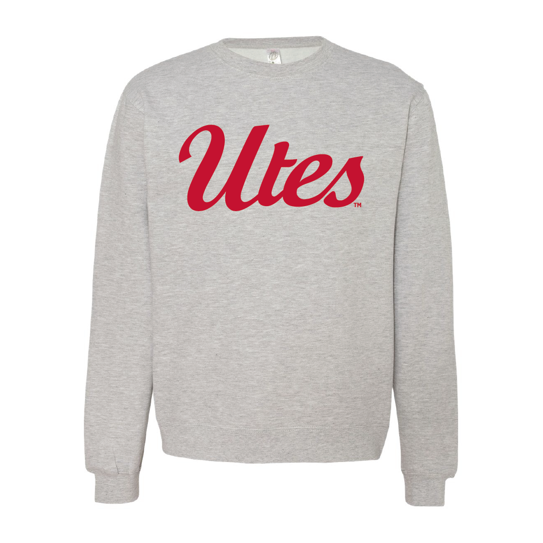 Utes ScriptEmbroidered Crew Neck Sweatshirt